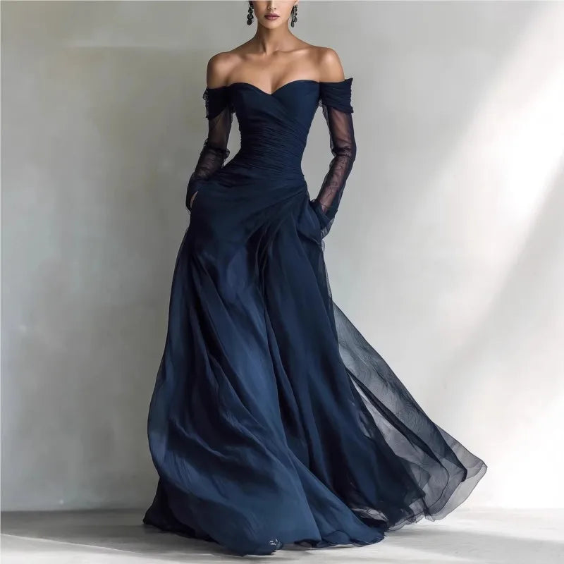 Léonie | Langes, schulterfreies Kleid