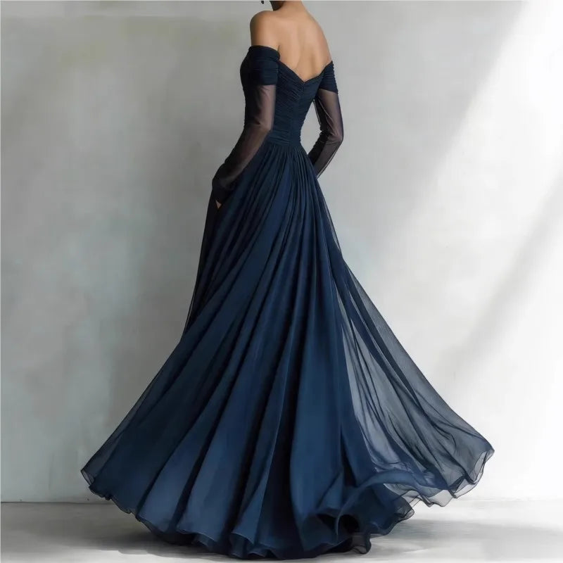 Léonie | Langes, schulterfreies Kleid