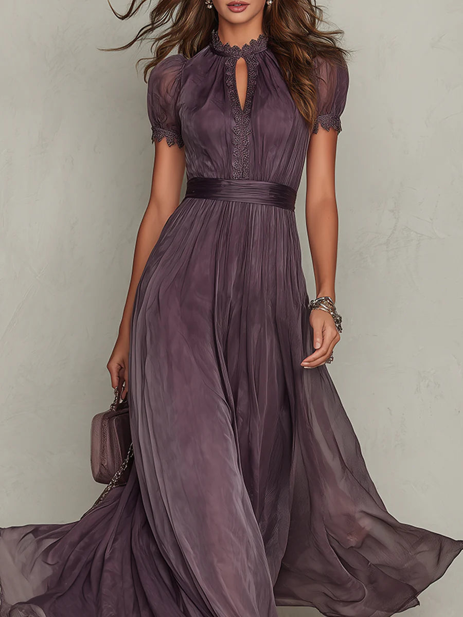 Zoé | Maxikleid in Violett aus Chiffon mit Tropfenausschnitt