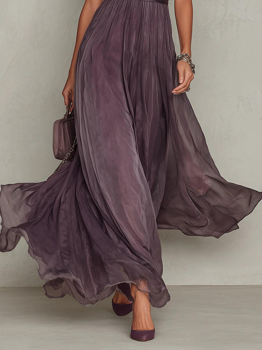 Zoé | Maxikleid in Violett aus Chiffon mit Tropfenausschnitt