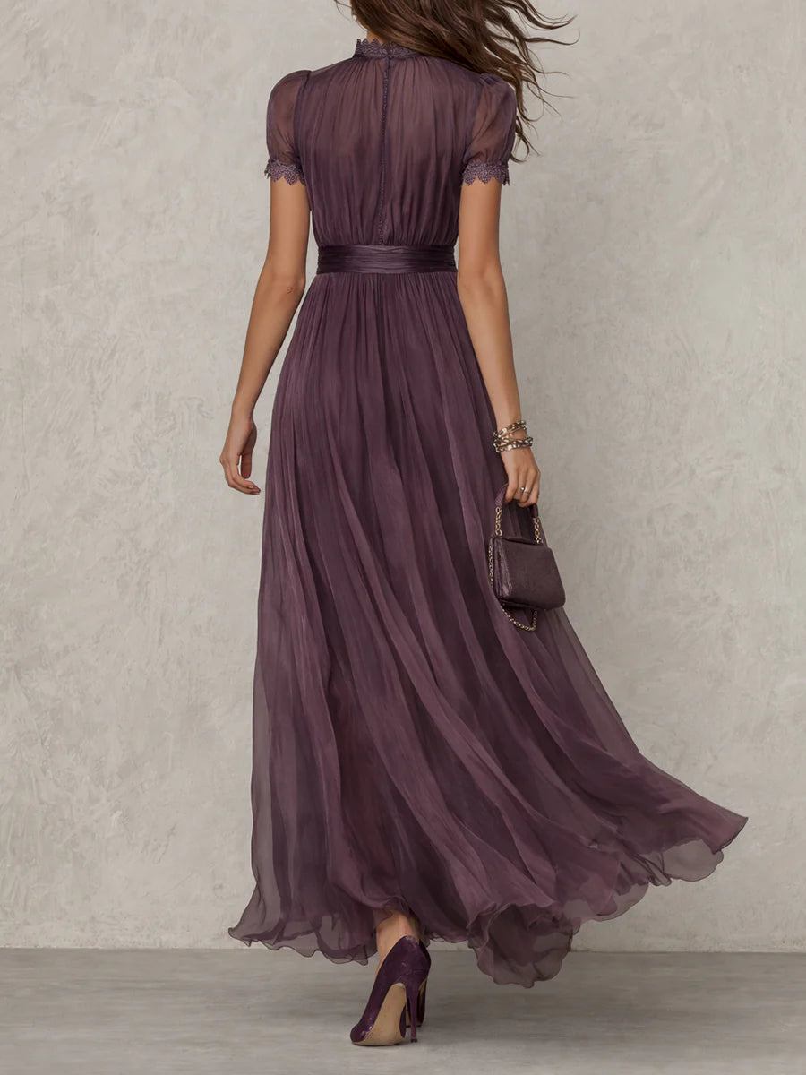 Zoé | Maxikleid in Violett aus Chiffon mit Tropfenausschnitt