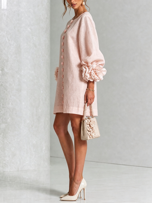 Blumenkleid mit Statement-Ärmeln – Vintage-Rose