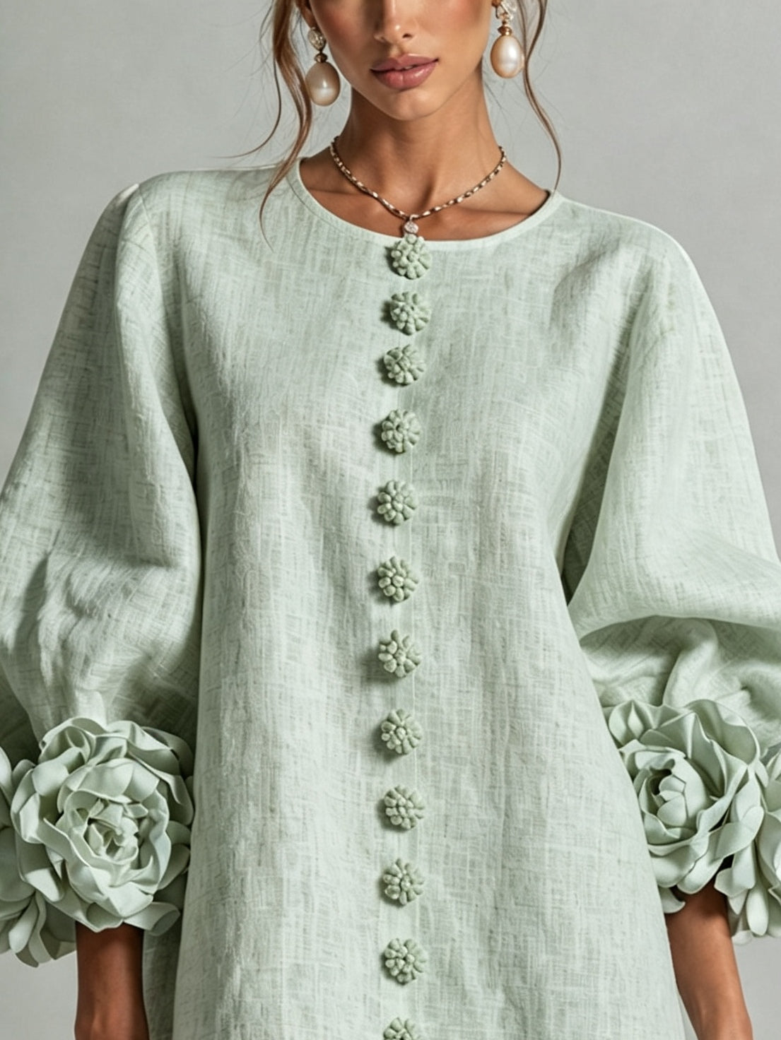 Blumenkleid mit Statement-Ärmeln – Sage Mist