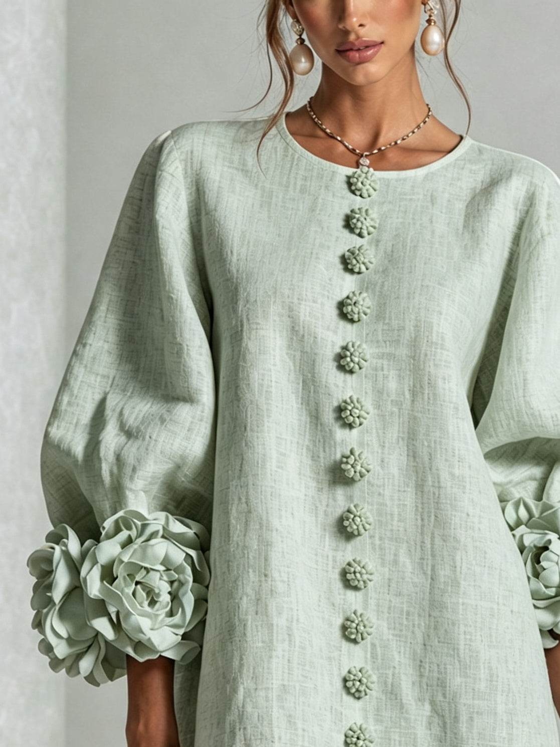 Blumenkleid mit Statement-Ärmeln – Sage Mist