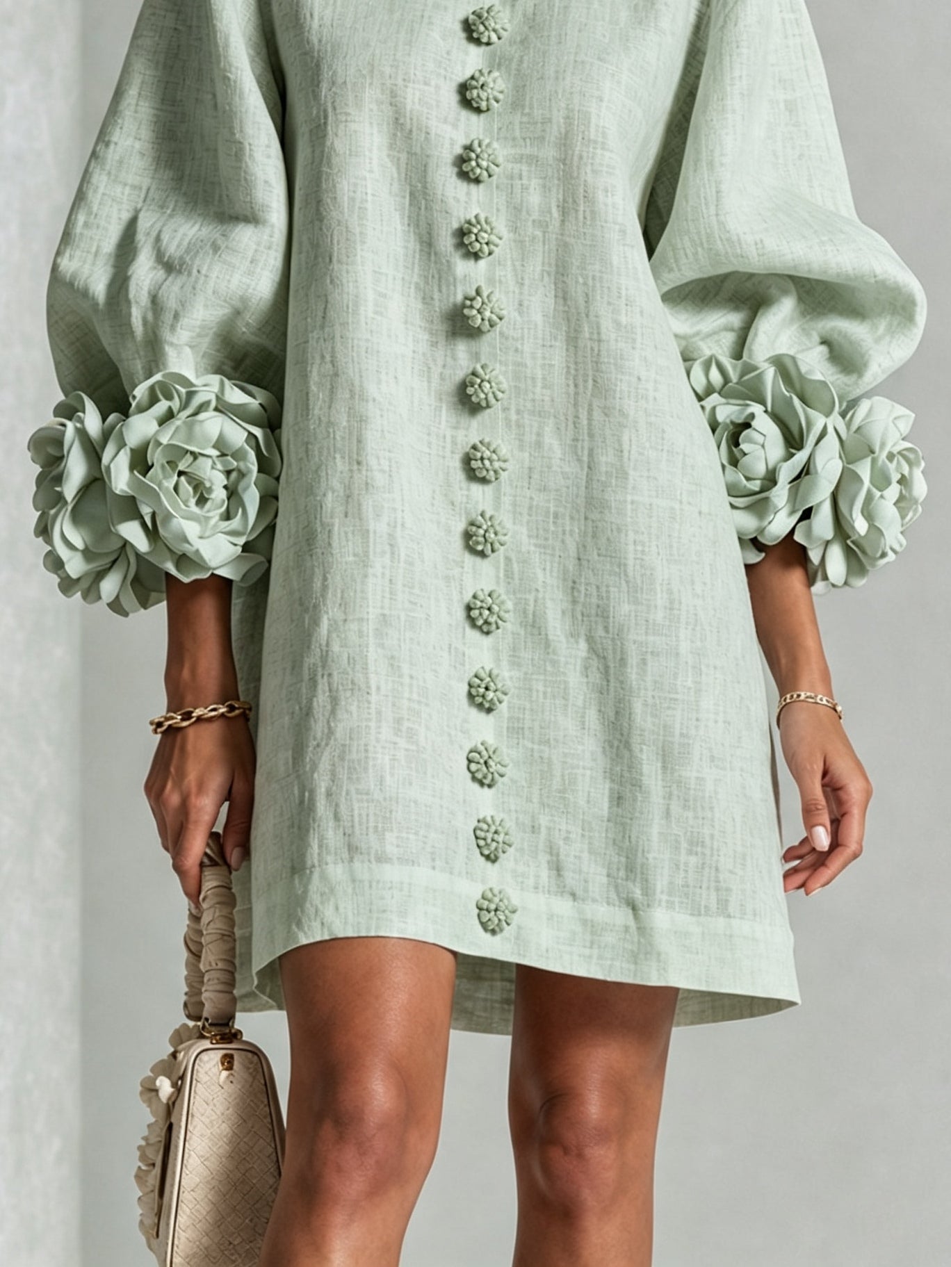 Blumenkleid mit Statement-Ärmeln – Sage Mist