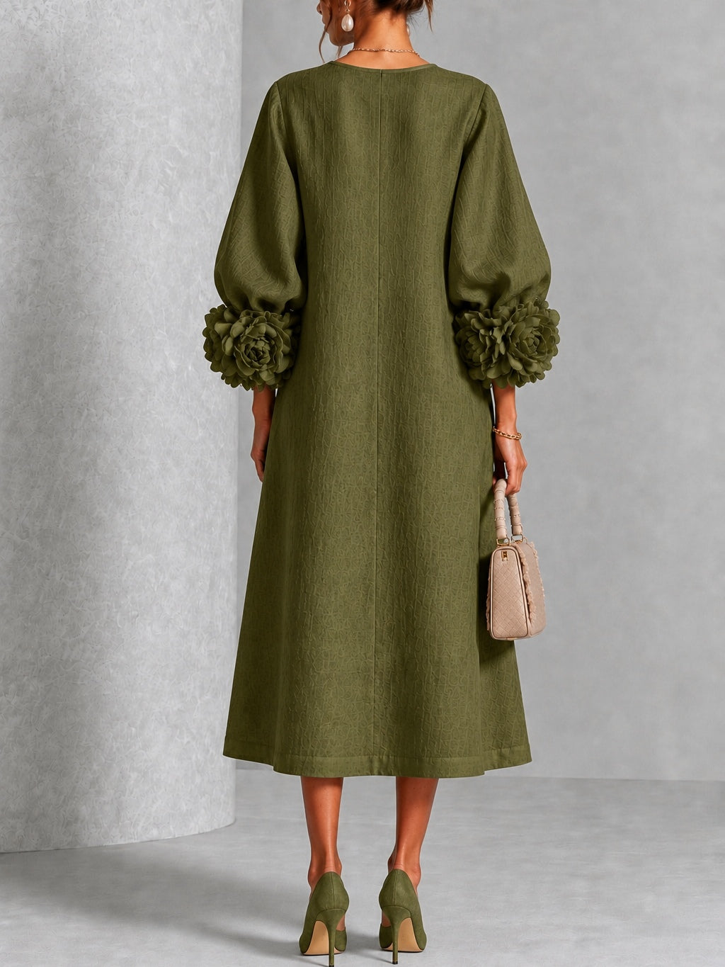 Olivia | Knopfblumen Kleid Olive