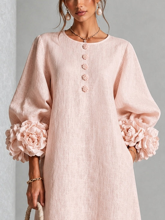 Rosalie | Knopfkleid mit Blumenmuster in Rosa