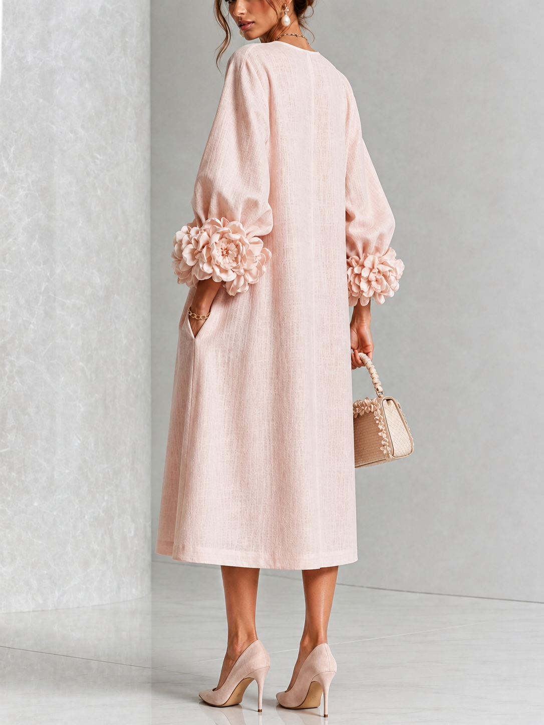 Rosalie | Knopfkleid mit Blumenmuster in Rosa