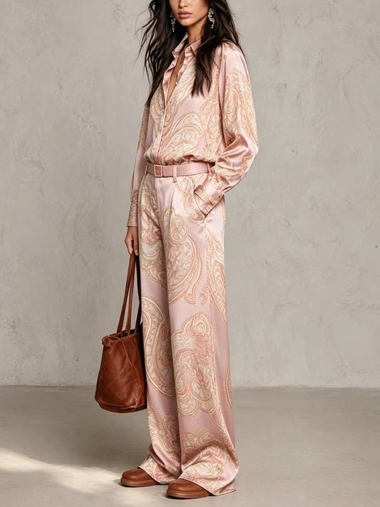 NOEMI – Elegantes Paisley-Zweiteiler-Set in Rosa