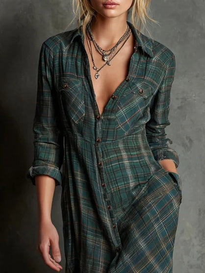 Léna | Lange Karo Kleid