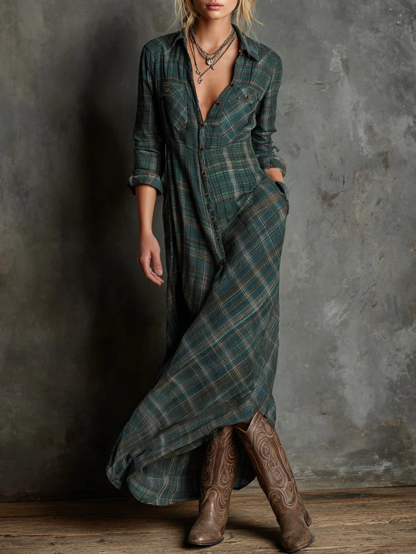 Léna | Lange Karo Kleid
