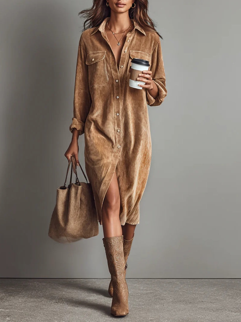 Claire | Midi Kleid aus Rippvelours