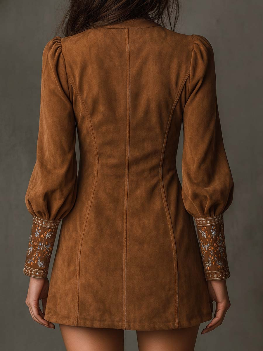 Suzanne | Kurzes Kleid in Wildlederoptik