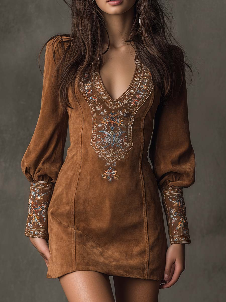 Suzanne | Kurzes Kleid in Wildlederoptik