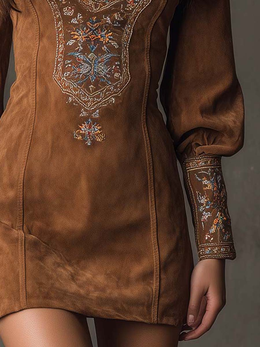 Suzanne | Kurzes Kleid in Wildlederoptik
