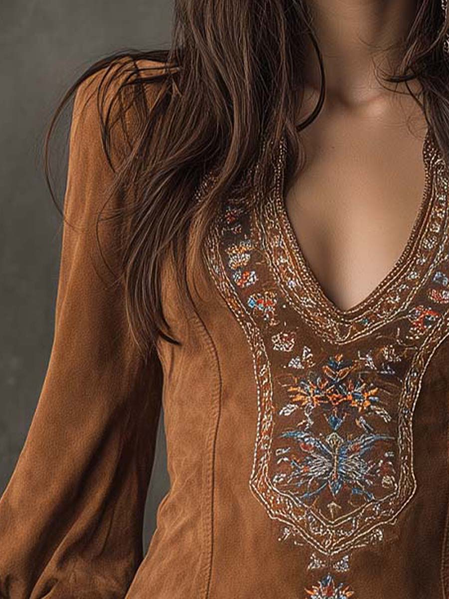 Suzanne | Kurzes Kleid in Wildlederoptik