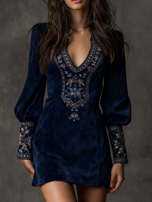 Suzanne | Kurzes Kleid in Wildlederoptik