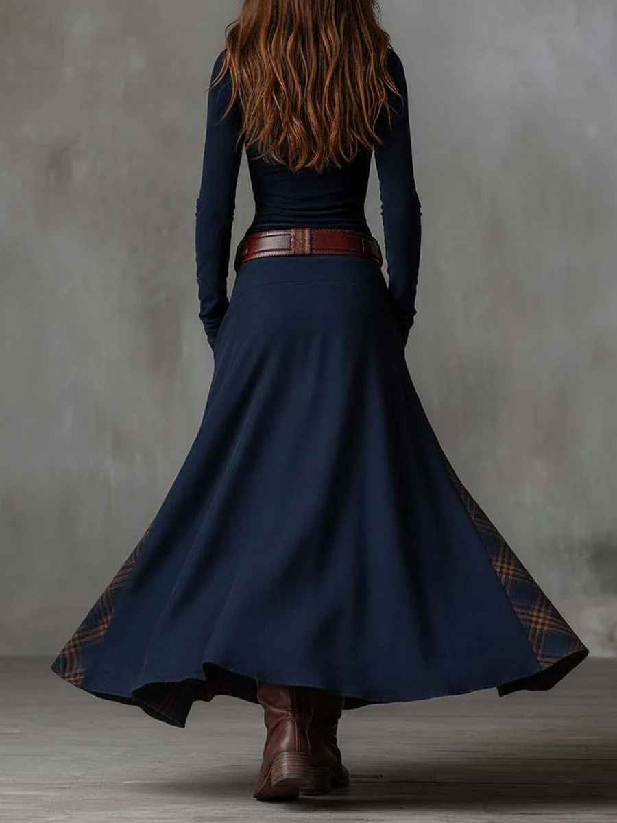 Leonora | Vintage-Maxikleid mit Taillengürtel