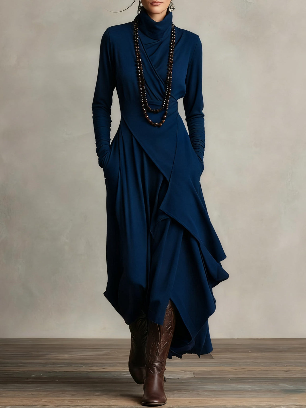 Iris | Maxikleid Violett Asymmetrisch Plissiert
