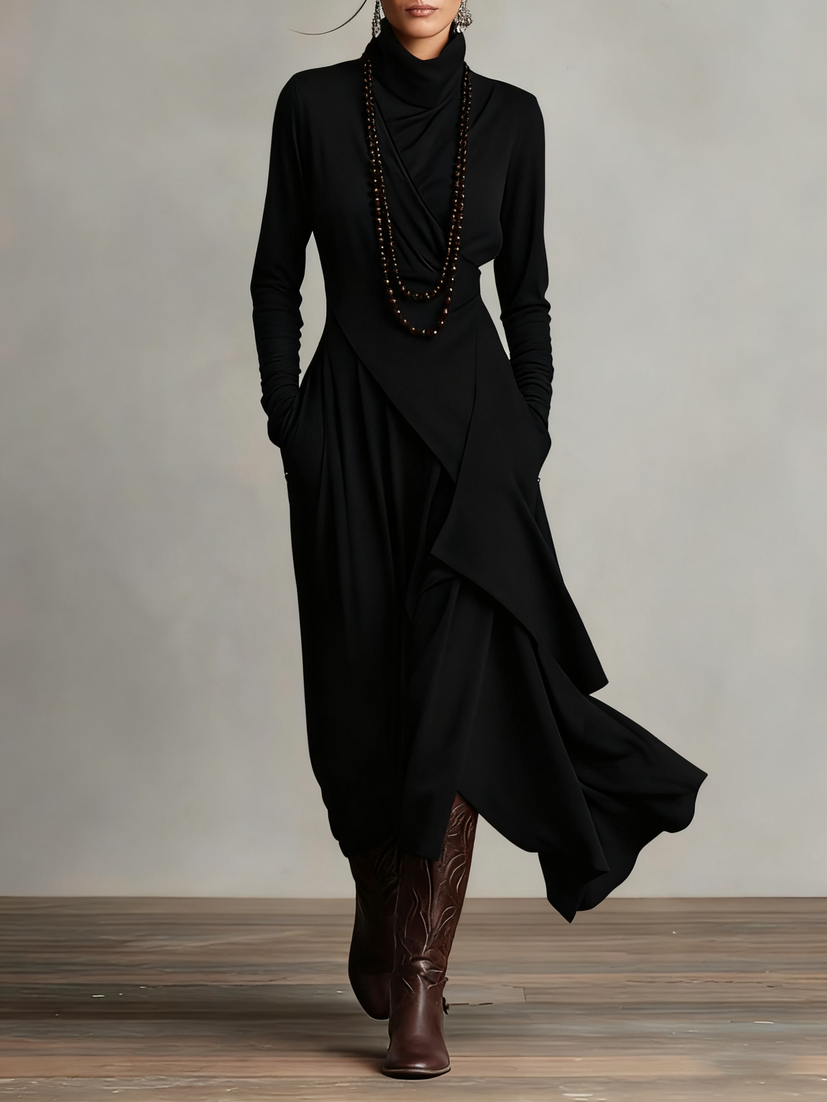 Iris | Maxikleid Violett Asymmetrisch Plissiert