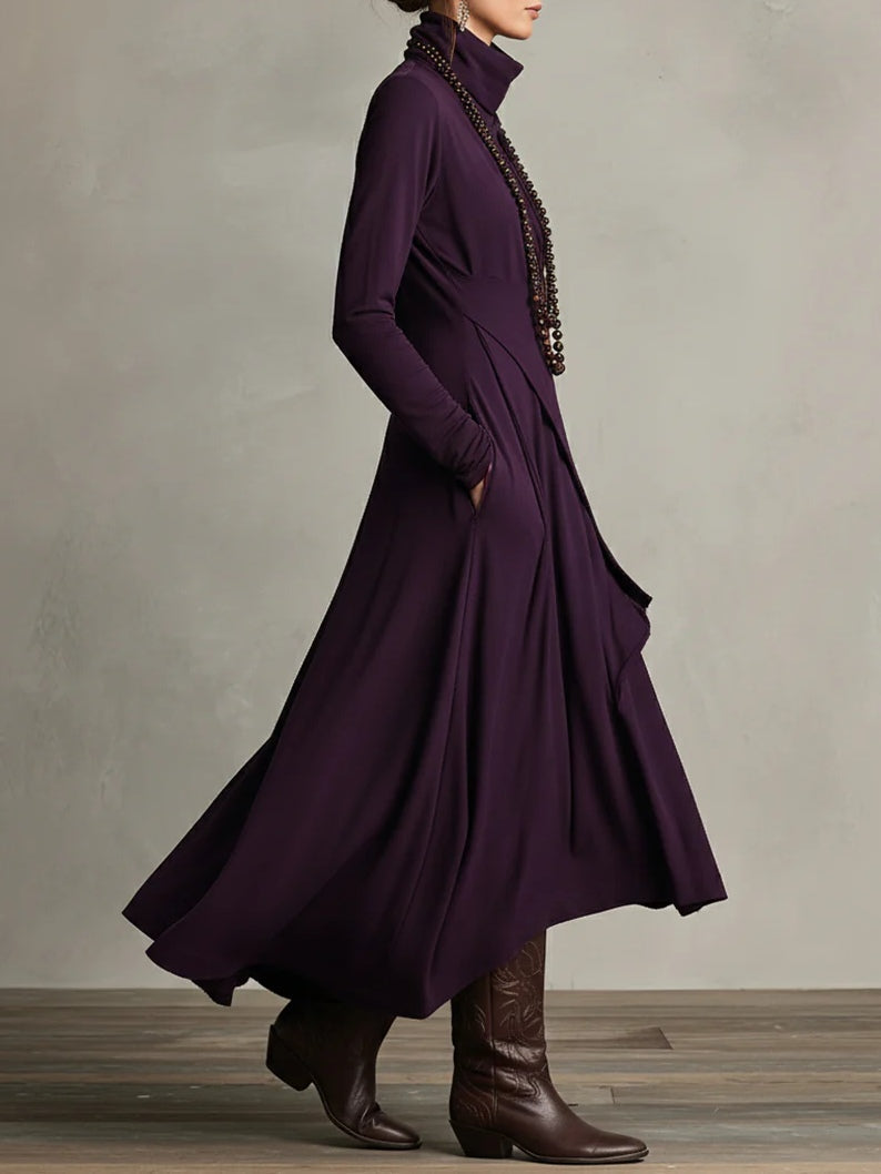 Iris | Maxikleid Violett Asymmetrisch Plissiert