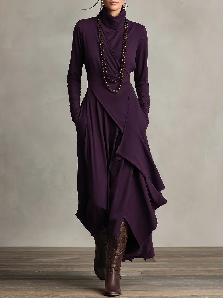 Iris | Maxikleid Violett Asymmetrisch Plissiert