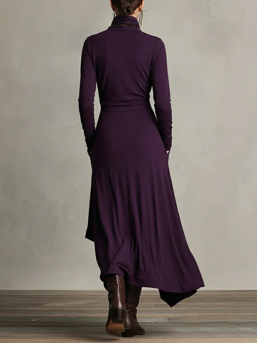 Iris | Maxikleid Violett Asymmetrisch Plissiert