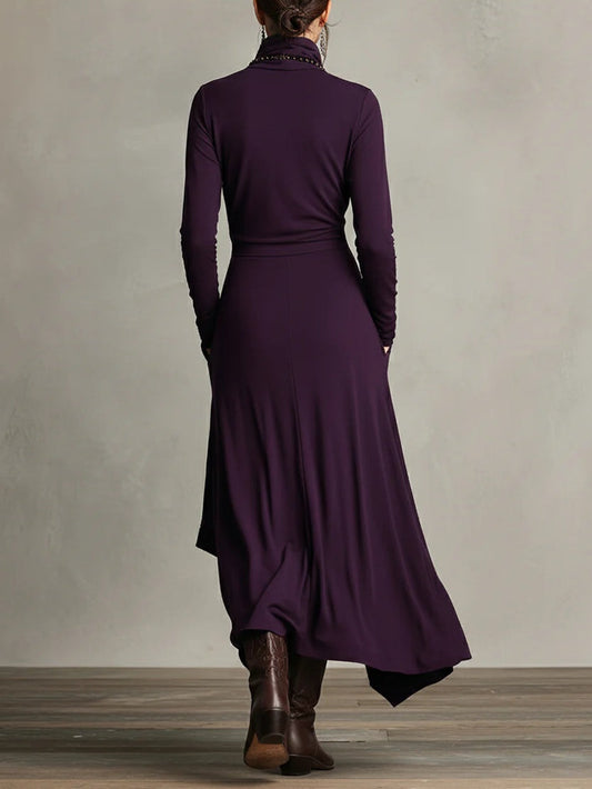 Iris | Maxikleid Violett Asymmetrisch Plissiert