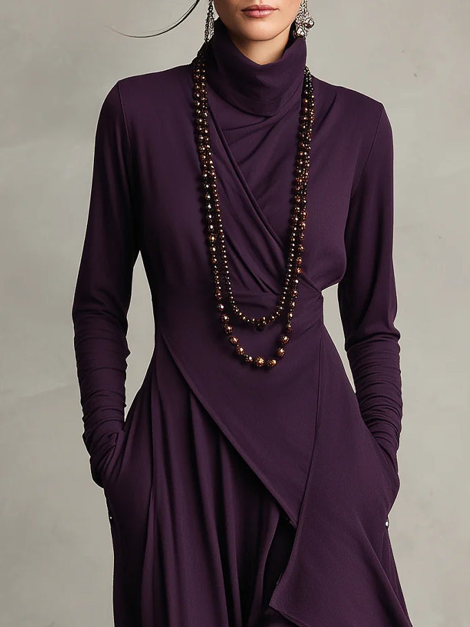 Iris | Maxikleid Violett Asymmetrisch Plissiert