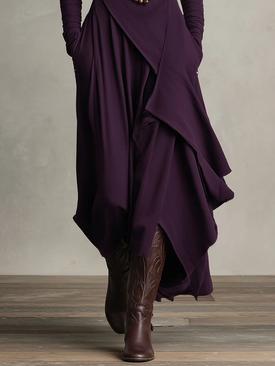 Iris | Maxikleid Violett Asymmetrisch Plissiert