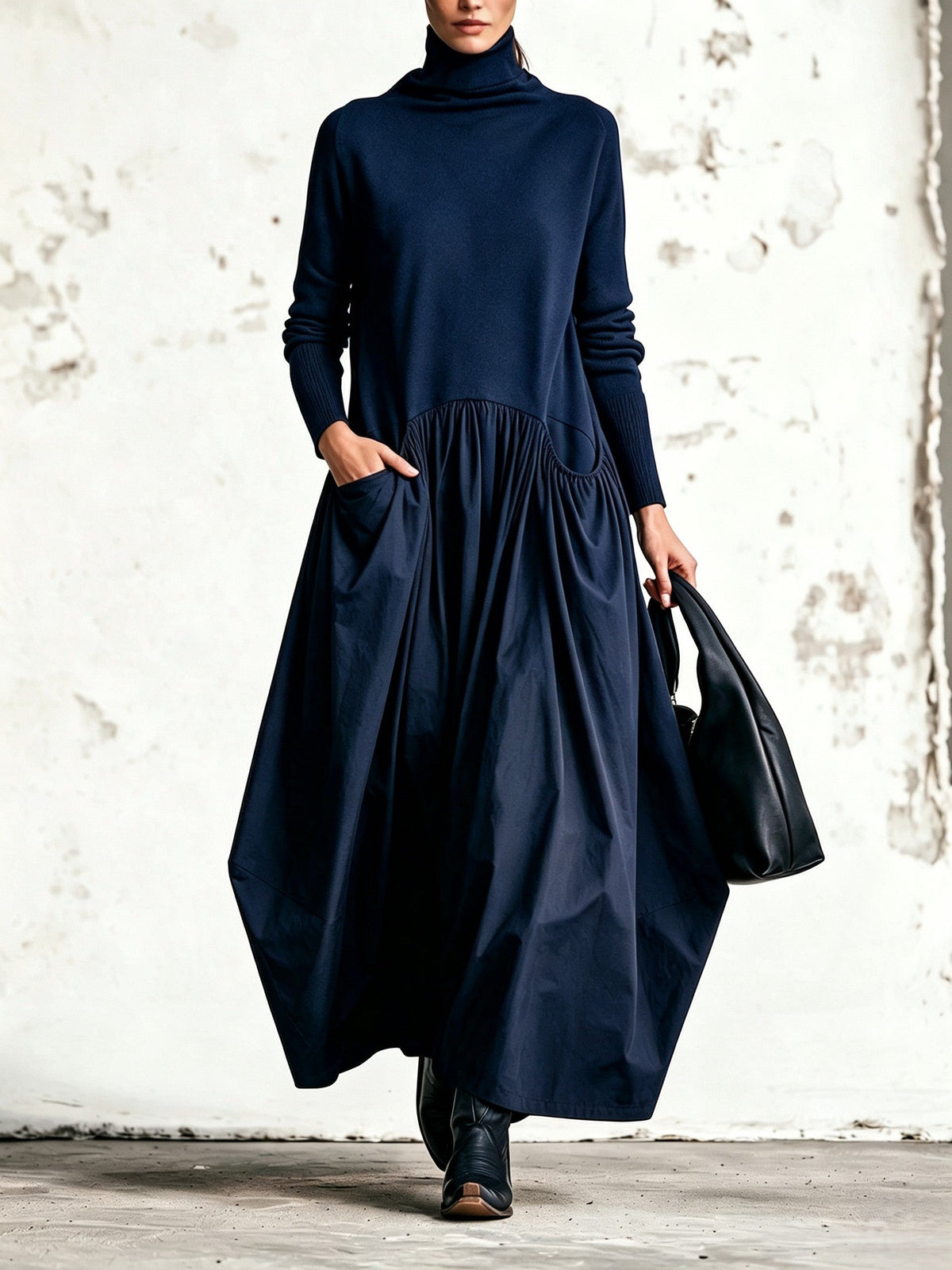Odette | Oversize Maxikleid mit Stehkragen