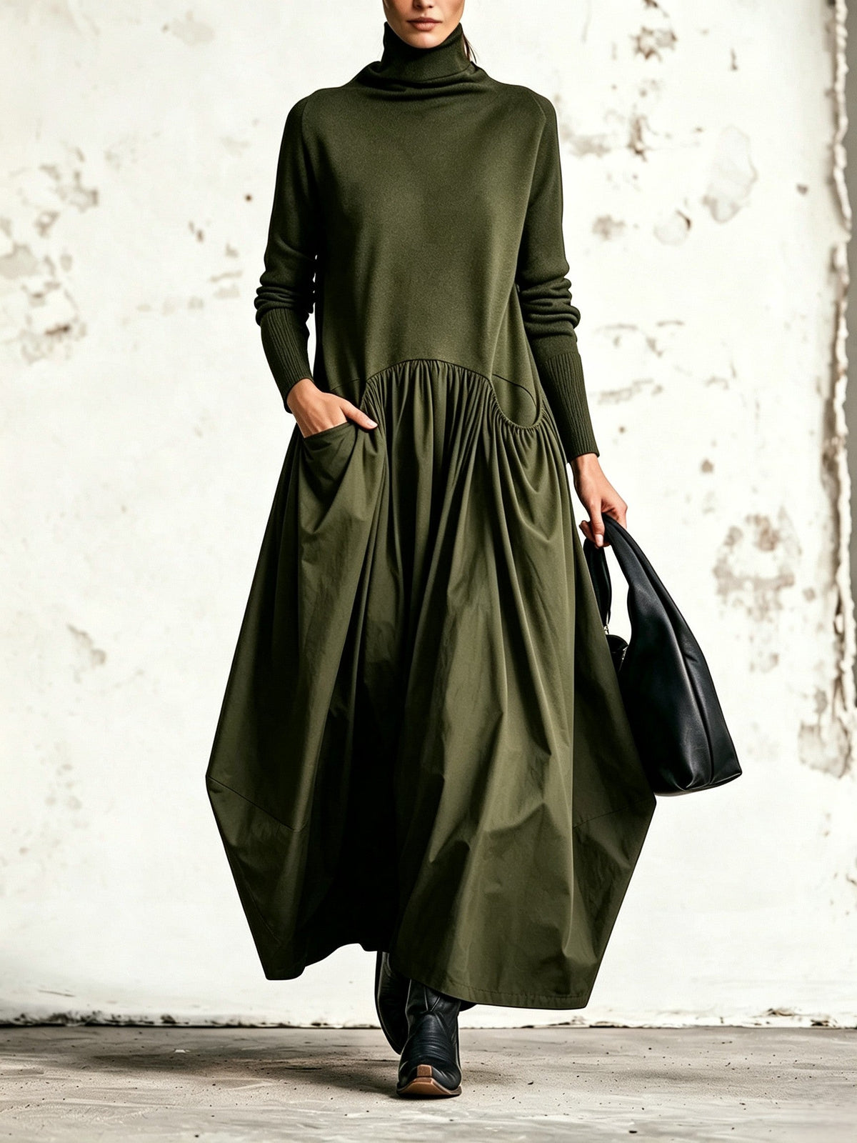 Odette | Oversize Maxikleid mit Stehkragen