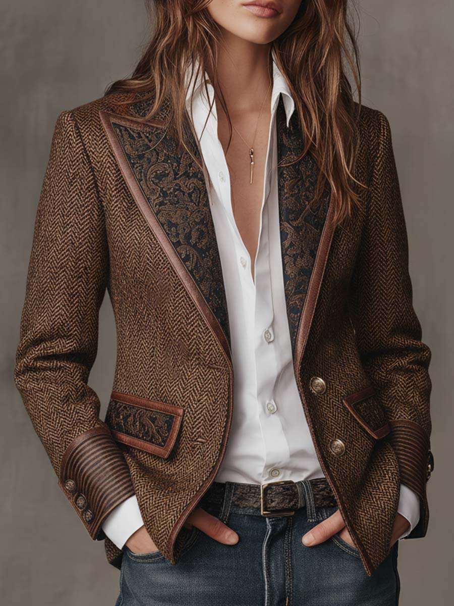 Gisèle | Blazer mit Chevron-Druckeinsätzen