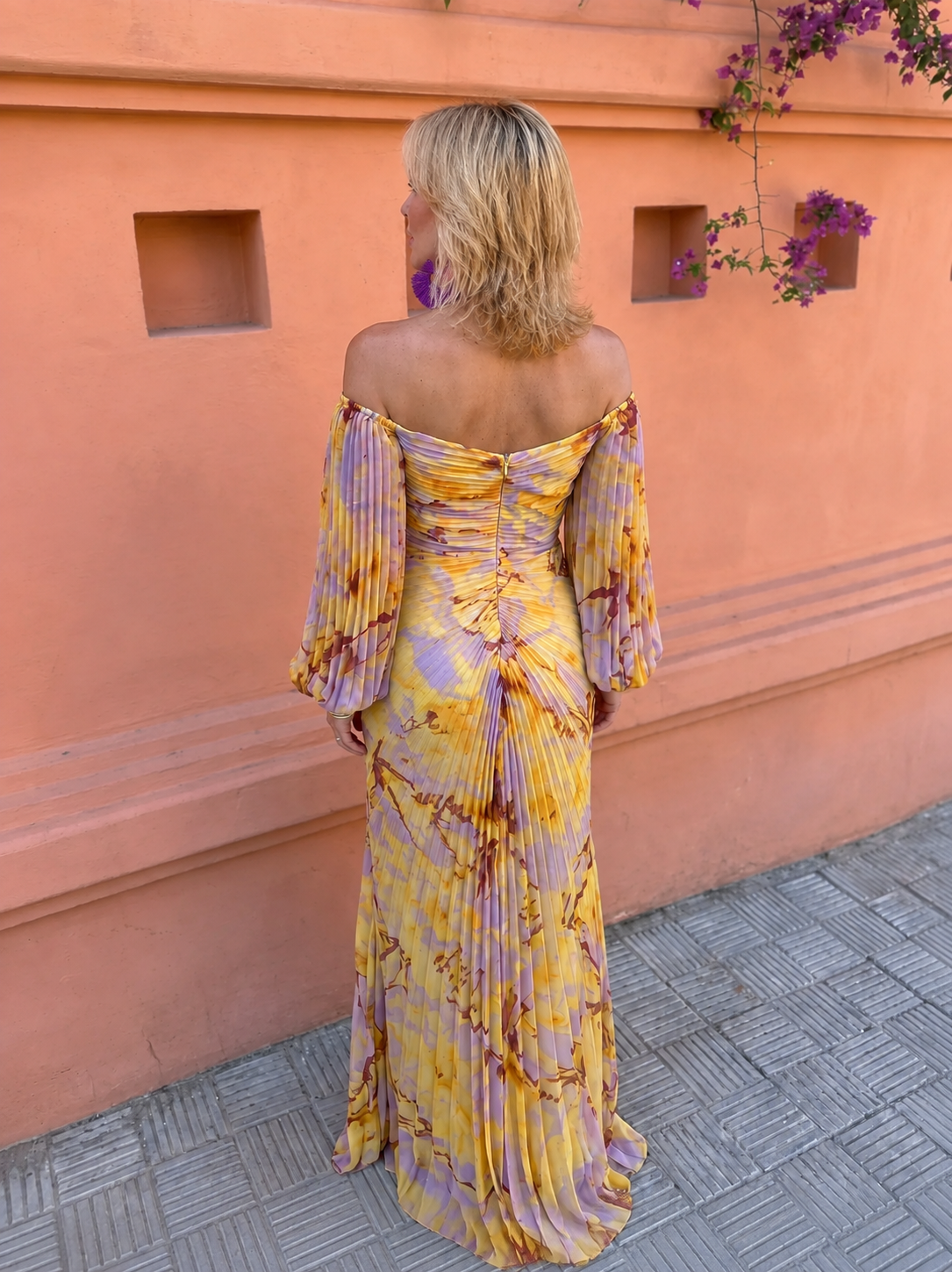 Margaux | Lange Blumenkleid mit tiefem Ausschnitt