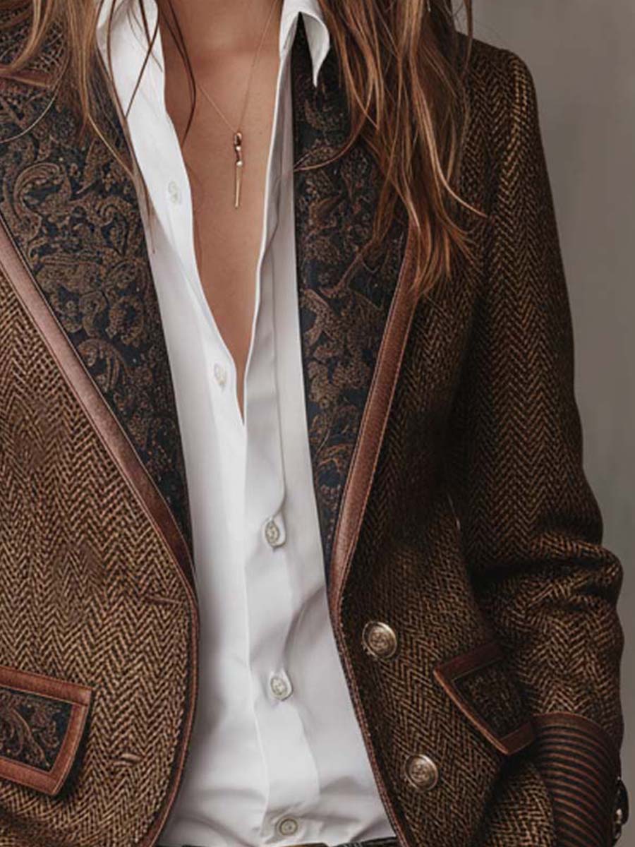 Gisèle | Blazer mit Chevron-Druckeinsätzen