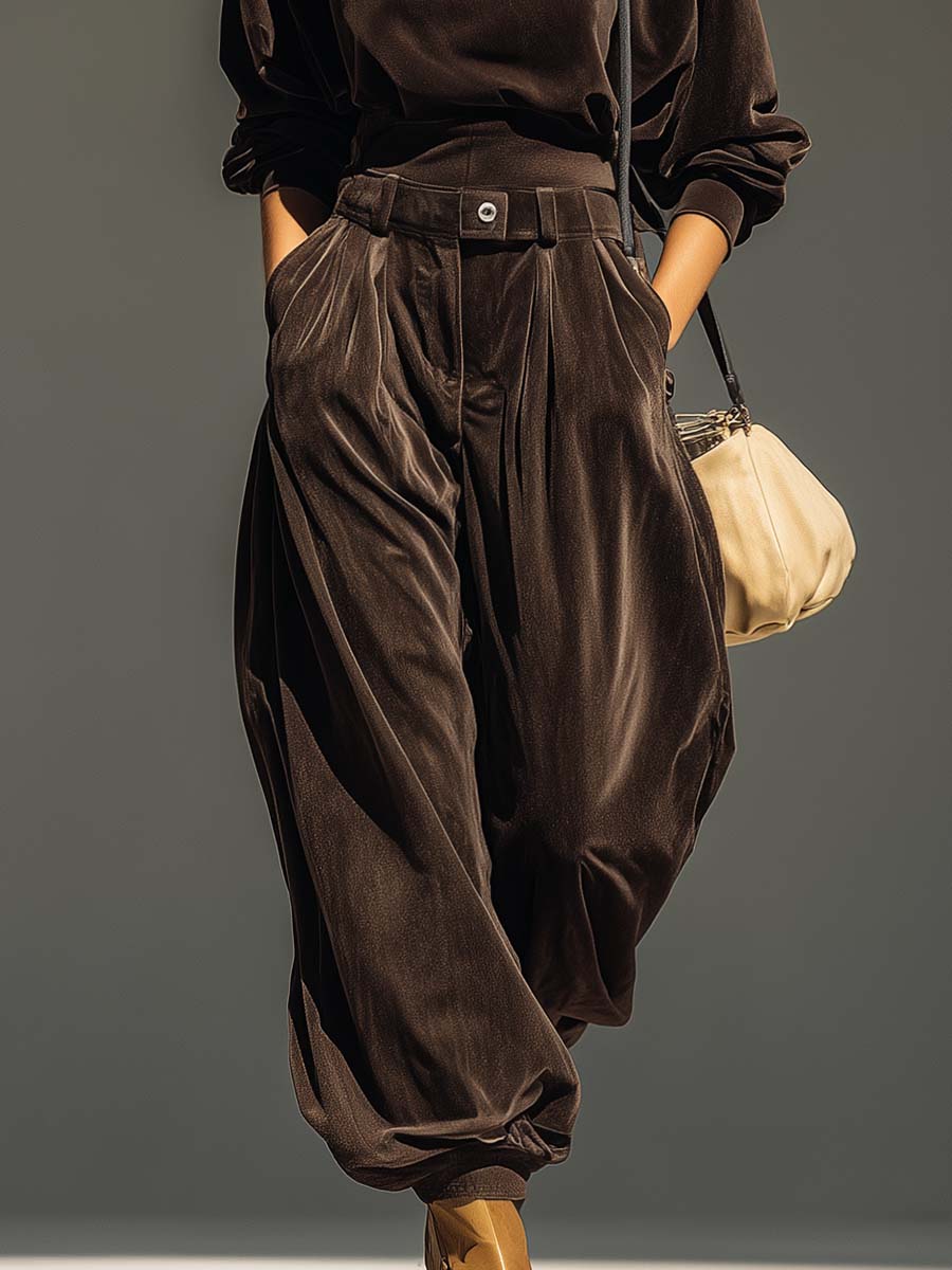 Capucine | Vintage-Samtset mit Hoodie und weiter Hose – inklusive Gürtel
