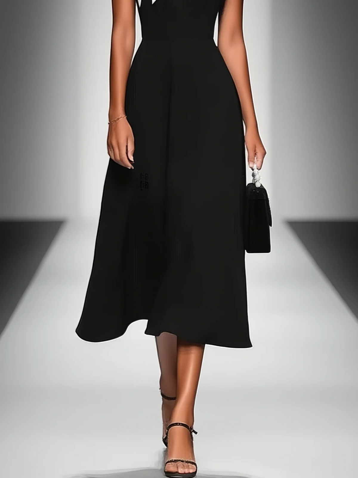 Ariane | Midikleid mit eckigem Ausschnitt und Kontrastärmeln