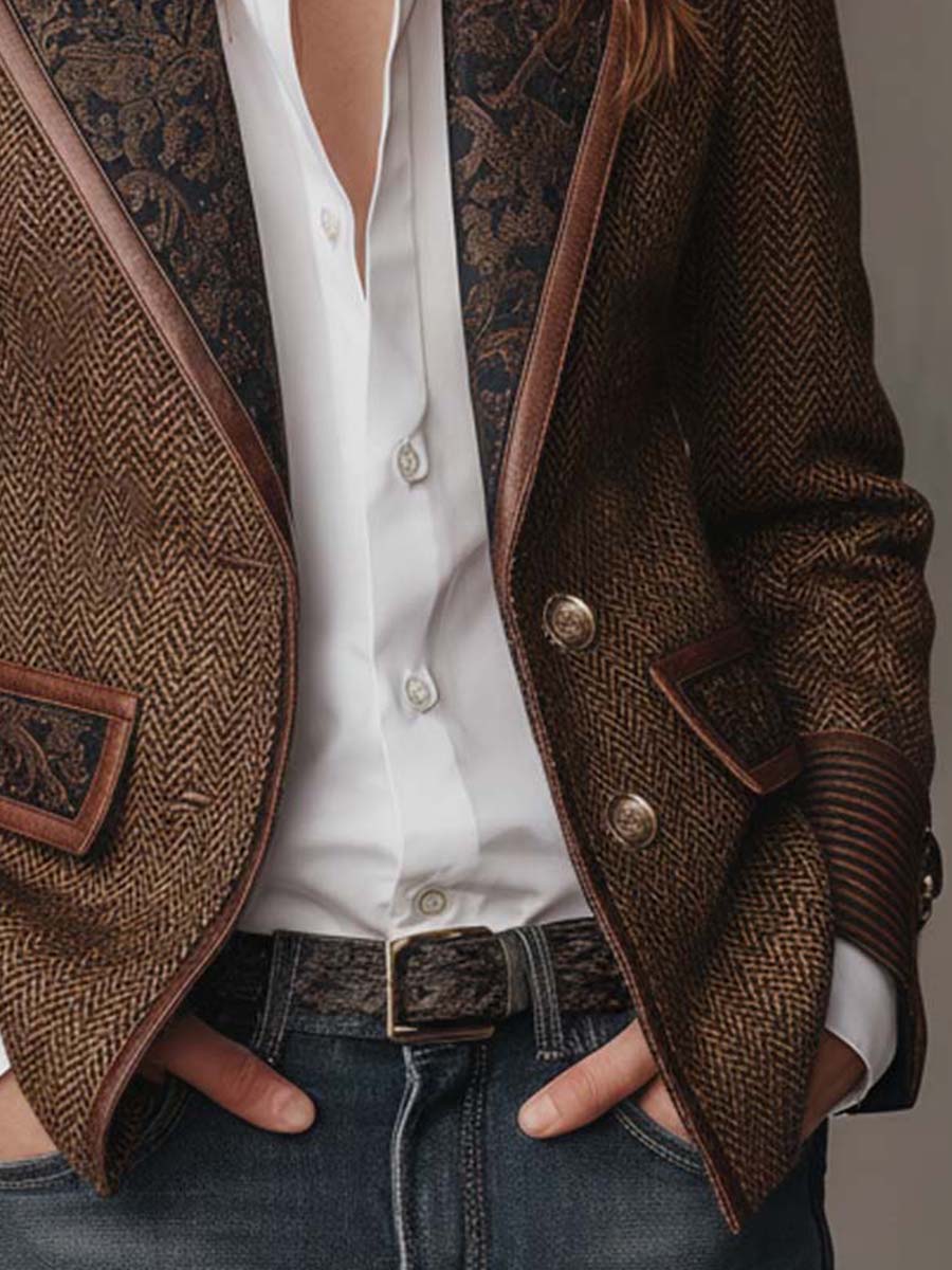 Gisèle | Blazer mit Chevron-Druckeinsätzen
