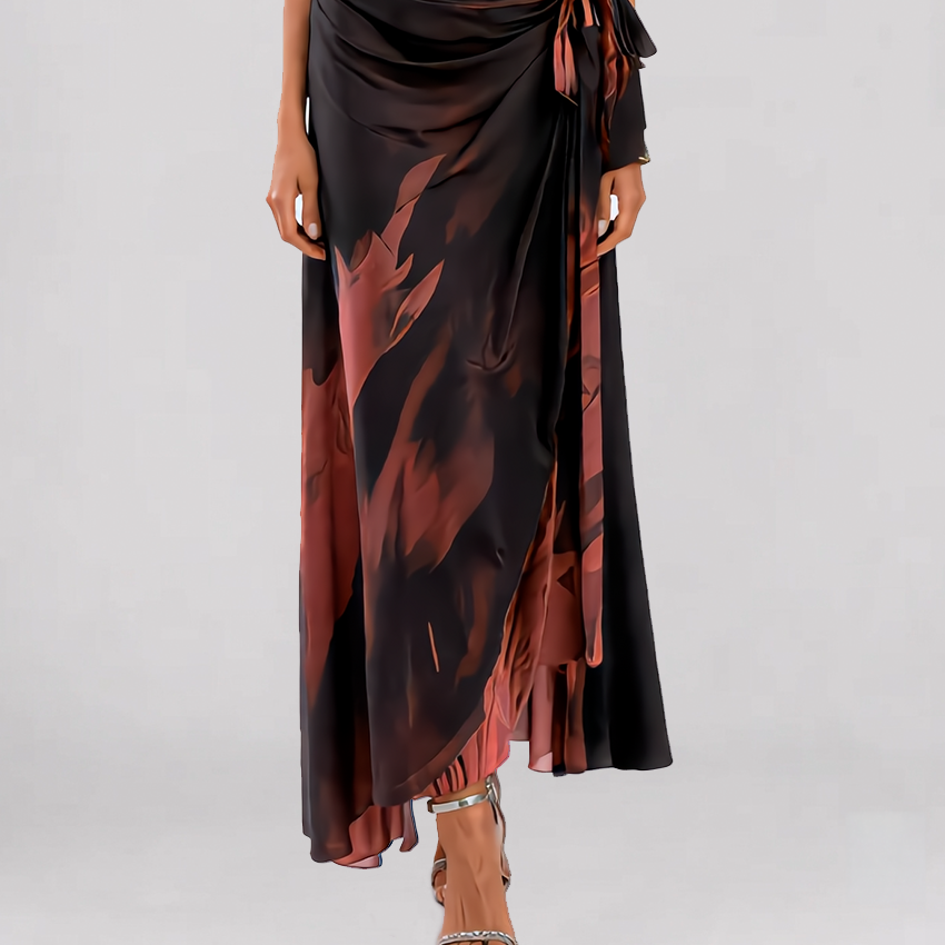 ALESSIA – Elegantes Wickel-Midikleid in Kupferbraun