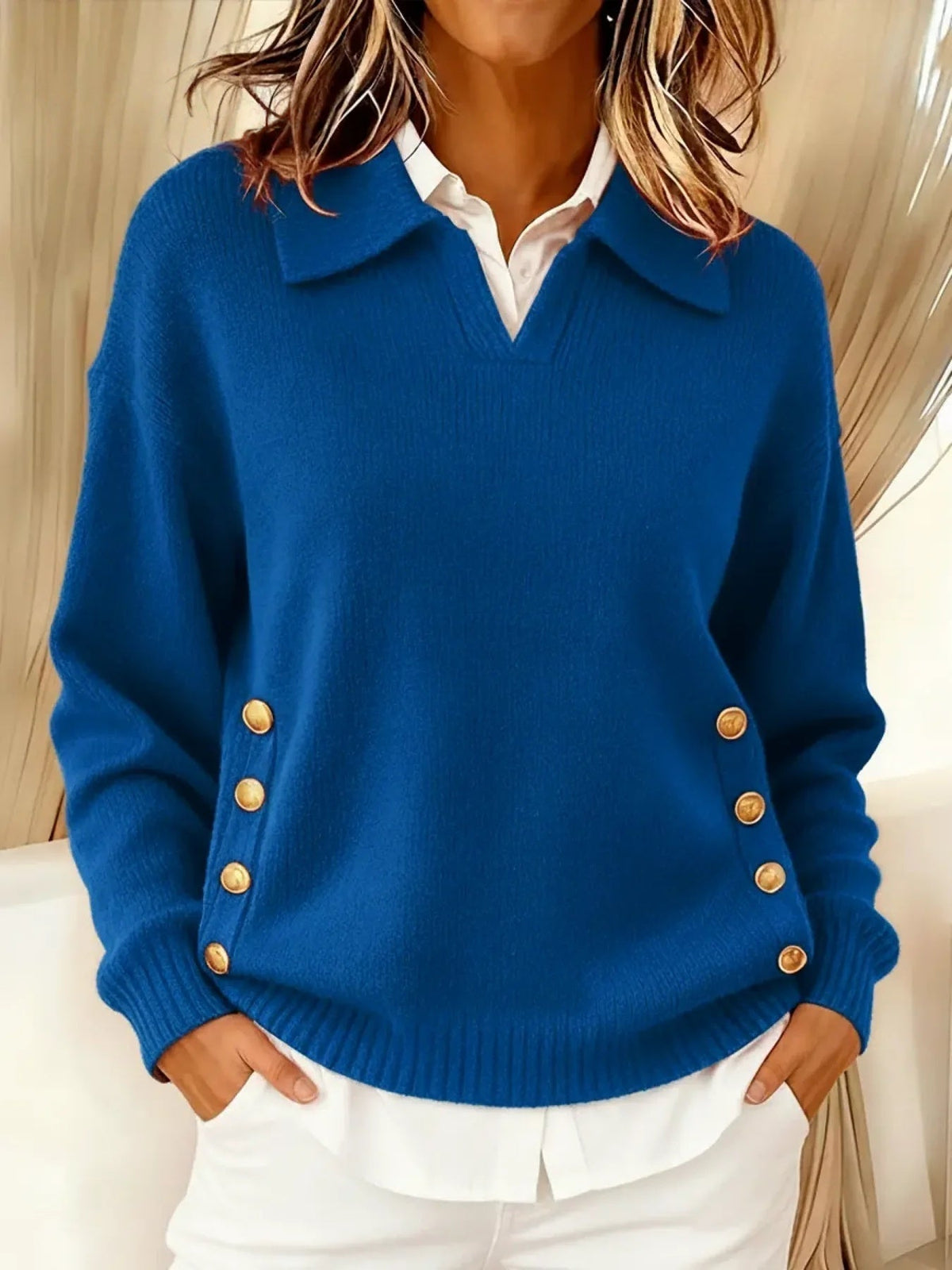 Vicenta | Pullover mit Polokragen und Knöpfen