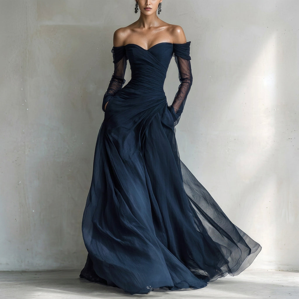 Léonie | Langes, schulterfreies Kleid