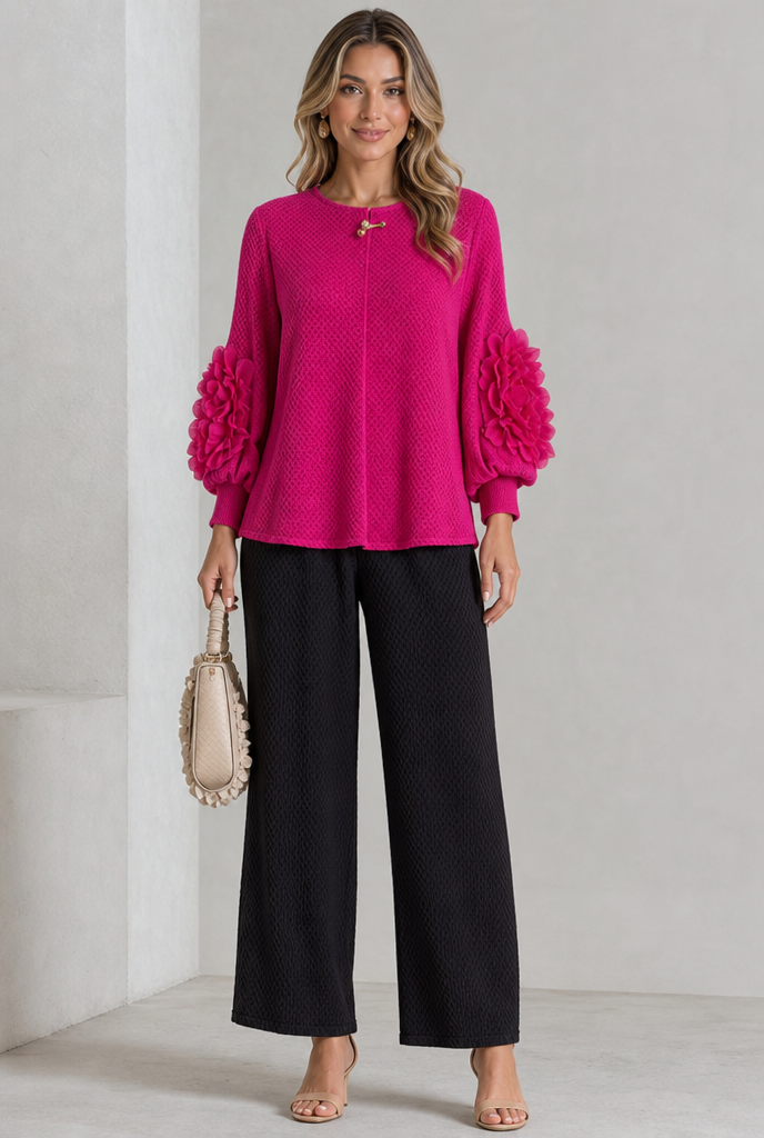 Nathalie | Elegante Bluse mit Blumigen Ärmeln