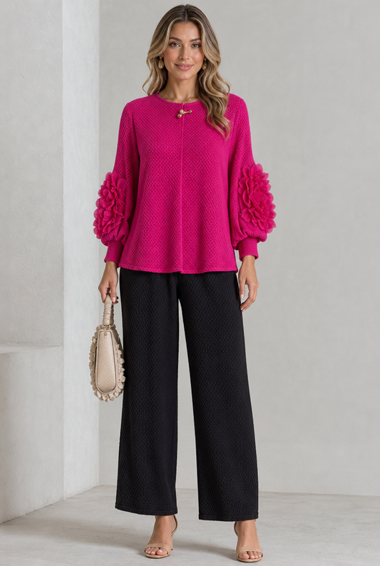 Nathalie | Elegante Bluse mit Blumigen Ärmeln