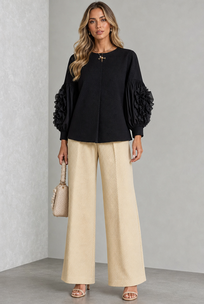 Nathalie | Elegante Bluse mit Blumigen Ärmeln