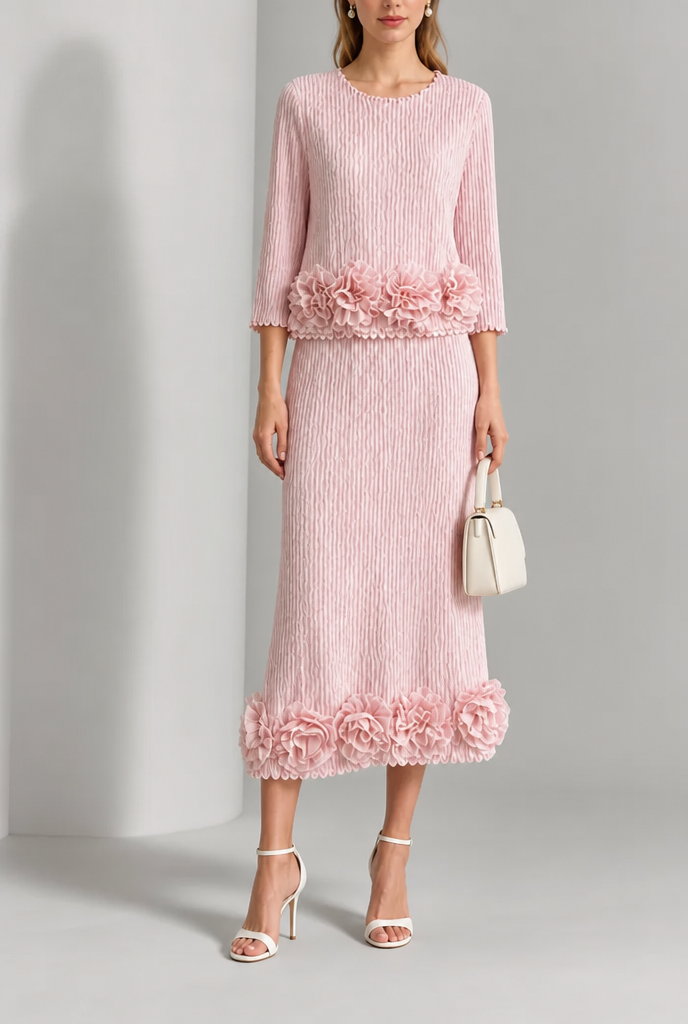Violette | Zweiteiliges Ensemble mit Texturiertem Blumensaum