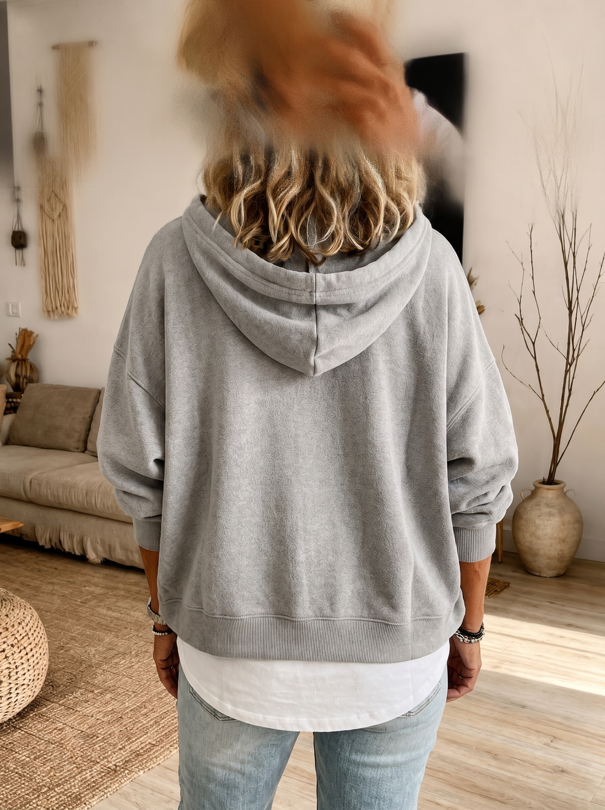 Elaijah | Oversize-Kapuzenpullover in Hellgrau