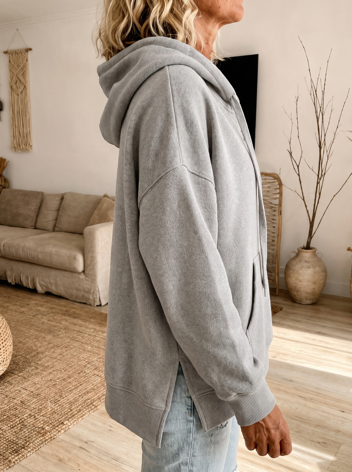 Elaijah | Oversize-Kapuzenpullover in Hellgrau
