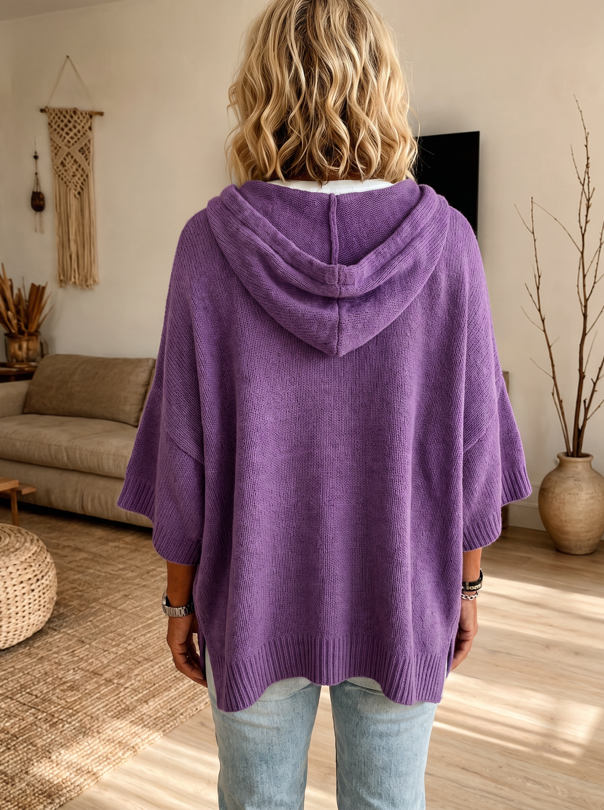 Élodie | Kuscheliger Poncho-Pullover in Violett