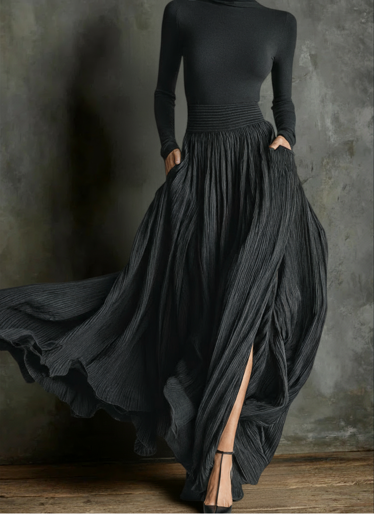 Sabrina | Elegantes High-Waist Maxikleid mit Seitenschlitz