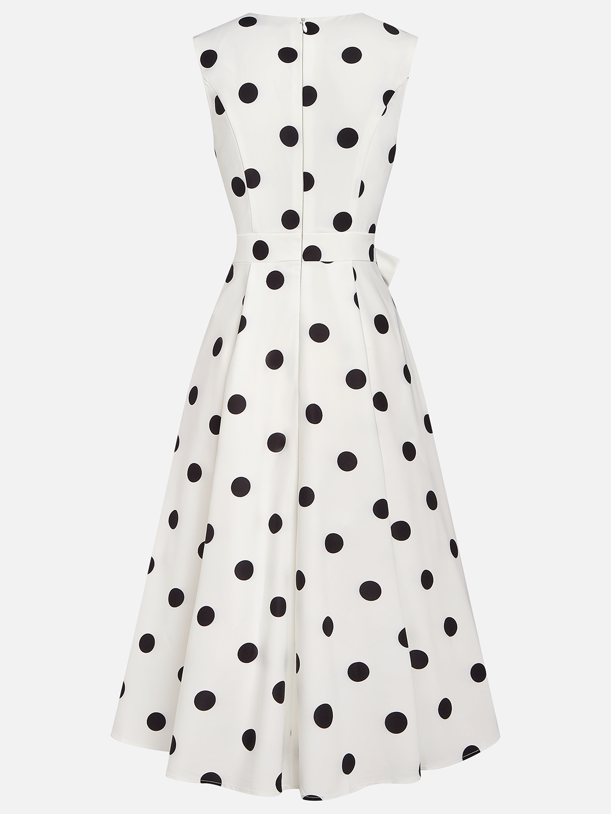 Schwarz‑weiße klassische Polka Dot französische ärmellose Midi‑Kleid